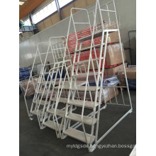 Movable Warehouse Fiberglass Platform Step Ladder with Wheels